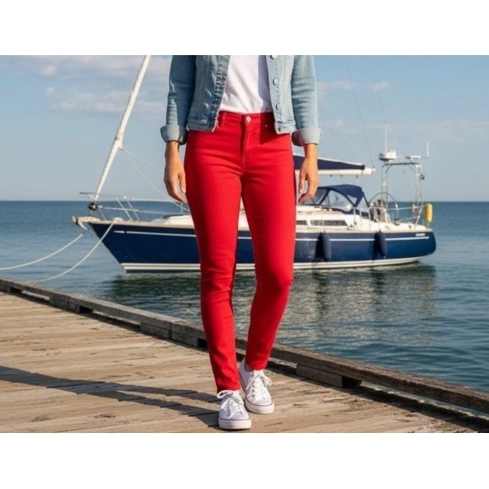 Vineyard Vines NWT Jeans Jamie High-Rise skinny Red Garment-Dyed Women's size 24